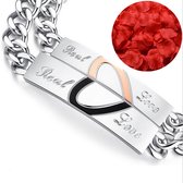 Real Love Armband Set + Rozenblaadjes = Valentijn Cadeautje voor Hem en Haar - Valentijnsdag voor Mannen Cadeau Kadootjes