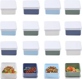 Plastic box Voorraadbakjes met deksel, 16 x 150 ml, kleurrijke, set voor voedselcontainers, kleine vriescontainers