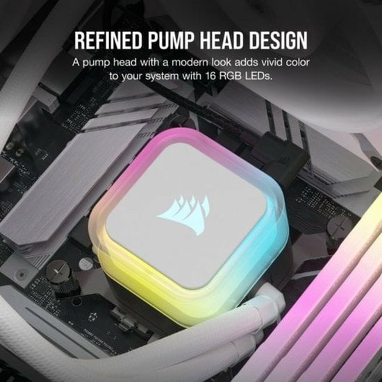 Corsair H150i RGB Elite white - Vloeistofkoelsysteem processor afmeting radiator: 360 mm - (voor: LGA1700, LGA1200, 115x, LGA2066, AM5, AM4) - 3x 120 mm AF120 ELITE fans - wit