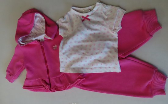 Ensemble - 3 pièces - Fille - Rose foncé - T-shirt, gilet et pantalon - 1 mois 56