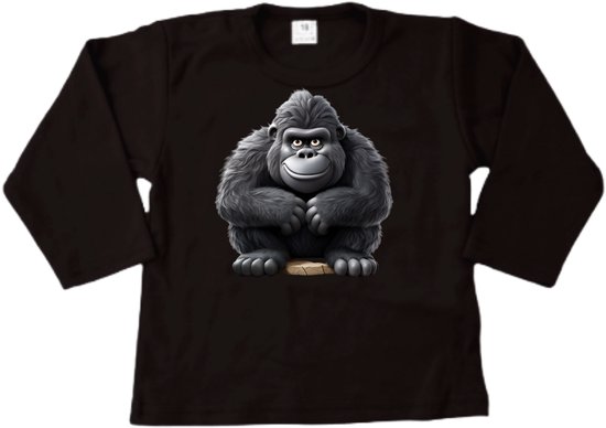 Shirt kind Gorilla - Kinder shirt met lange mouwen - Vrolijke print dieren - Maat 62