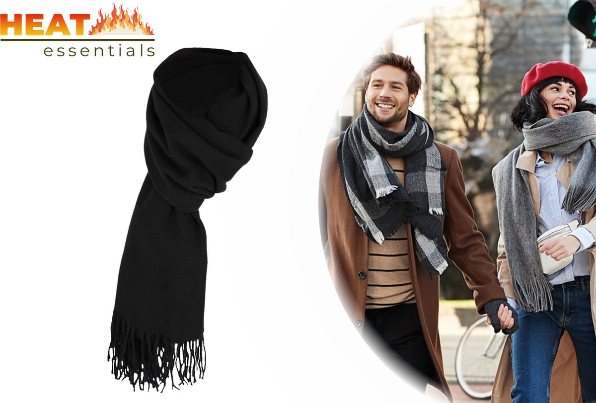 Sjaal Dames - Sjaal Heren - Zwart - Geweven - Sjaal Dames Winter - Sjaal Heren Winter - Sjaals Unisex - Shawl