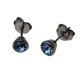 Aramat jewels ® - Oorbellen lila kristal chirurgisch staal zilverkleurig 5mm