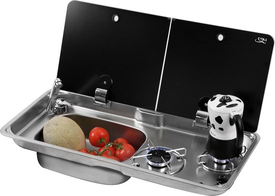 Table De Cuisson à Gaz CAN Avec évier, Bassin Gauche, 53x34 Cm, Neuve Sans Emballage