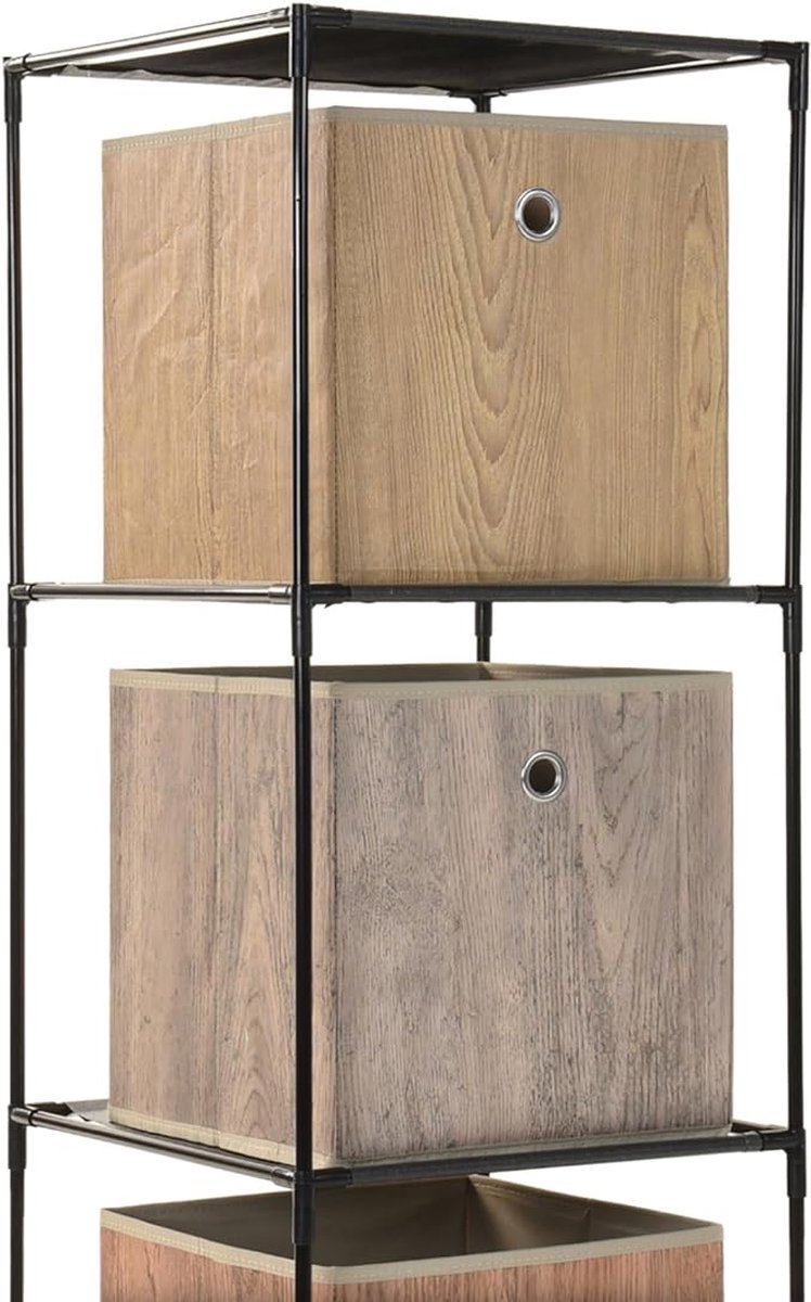 Een Rek Stalen staand rek met 3 stoffen planken in zwart - stalen rek, staand ...