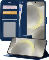 Hoesje Geschikt voor Samsung S24 Hoesje Book Case Hoes Wallet Cover - Hoes Geschikt voor Samsung Galaxy S24 Hoesje Bookcase Hoes - Donkerblauw