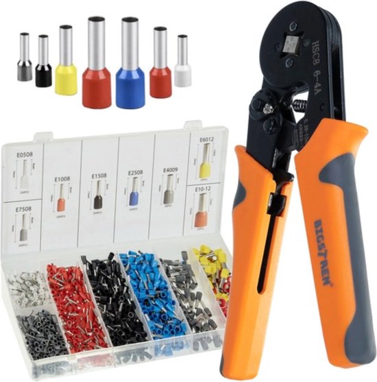 BAURIX® Krimptang Zeskant voor Adereindhulzen - [0,25-6mm²] Draadeind Ferrule Tang Zelfinstellend - Adereindhulstang - Ferrule Crimping - Krimptang