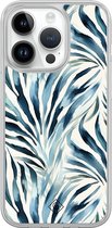 Casimoda® hoesje - Geschikt voor iPhone 14 Pro - Japandi Waves - 2-in-1 case - Schokbestendig - Water - Verhoogde randen - Blauw, Transparant