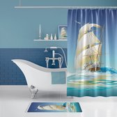 Casabueno Sail Boat - Douchegordijn 120x200 - Digitaal Printen - Badkamer Gordijn - Shower Curtain - Waterdicht - Sneldrogend en Anti Schimmel -Wasbaar en Duurzaam