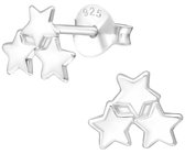 Joy|S - Zilveren ster oorbellen - 3 sterren - 8 mm - oorknoppen