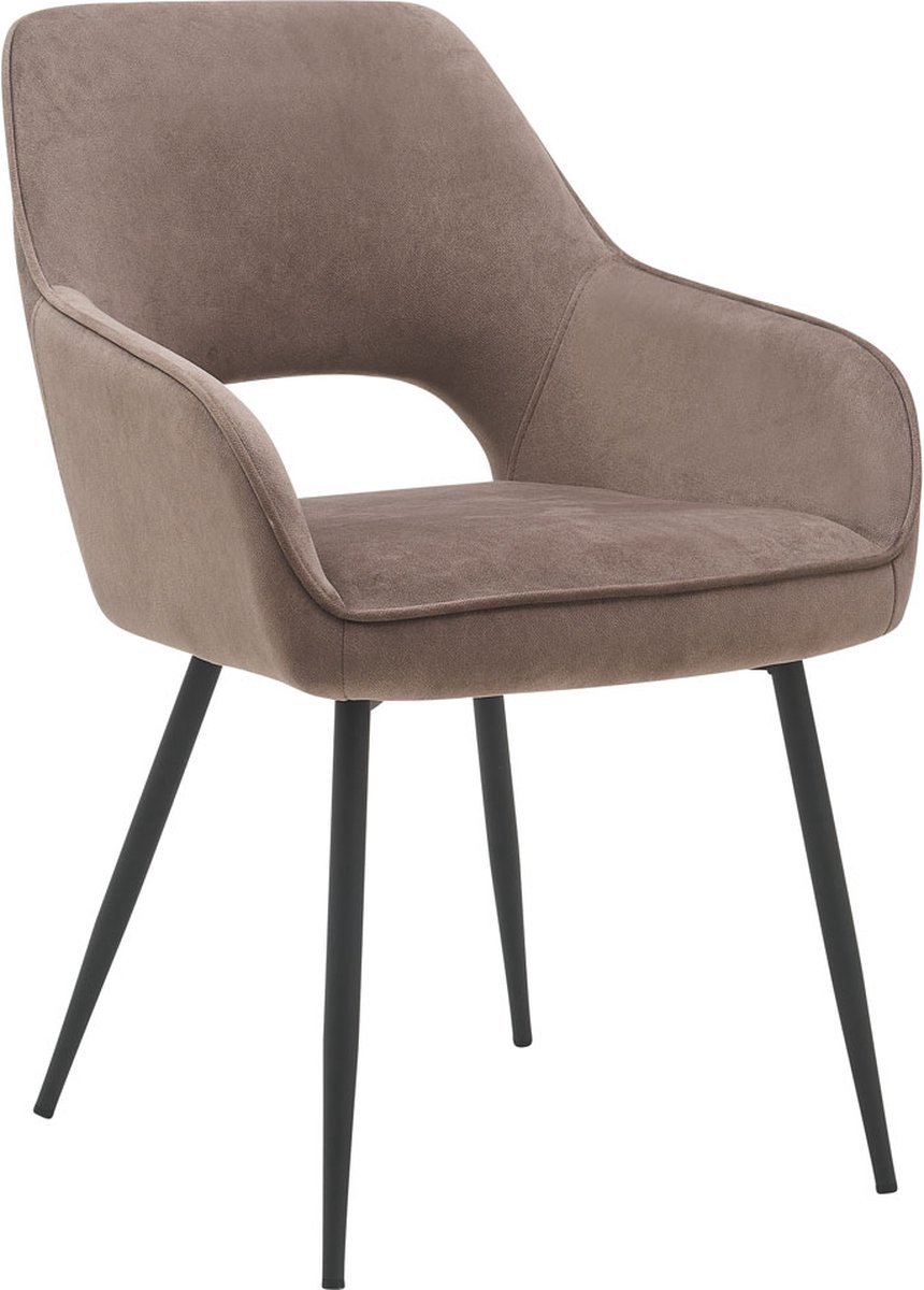 Home67 Eetkamerstoel Gina - Ramses - Taupe - Kuipstoel met Armleuningen in Scandinavische / Hotel Chique Stijl