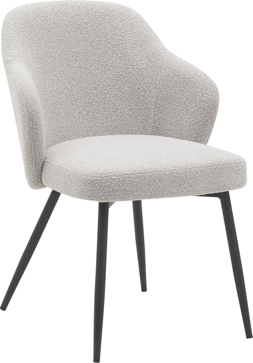 Home67 Eetkamerstoel Kendra - Bouclé - Naturel - Comfortabele Kuipstoel met Armleuningen in Hotel Chique / Scandinavische Stijl Beige