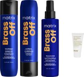 Matrix Brass Off - Shampoo - conditioner - All-In-One Toning Leave-In Spray + Gratis Evo Travelsize