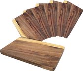 Acacia snijplanken 22 x 14 cm - set van 6 - keukenplank van hout - snijplank serveerplank keukenplanken natuur