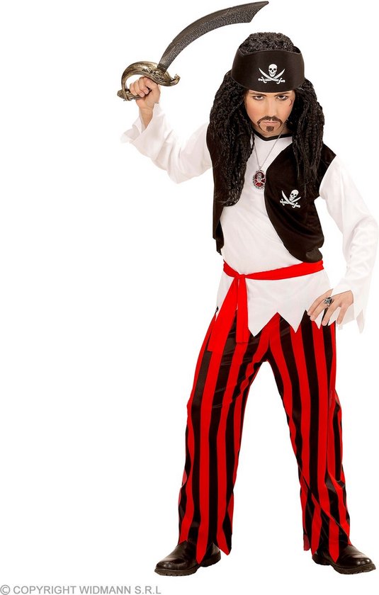 Widmann - Piraat & Viking Kostuum - Piraat Graaischat Kind - Jongen - Rood, Zwart, Wit / Beige - Maat 164 - Carnavalskleding - Verkleedkleding
