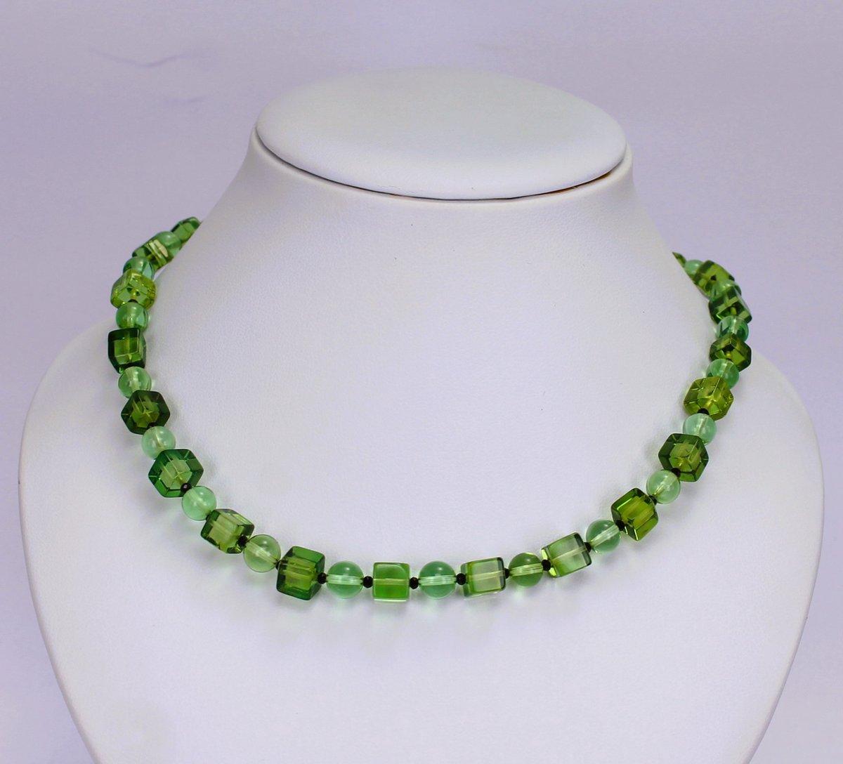 Brigada collier zilver 925 verguld 18 karaats slot met Caribisch groene amber-barnsteen en spinel - 45 cm