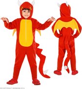 Widmann - Draak Kostuum - Kleine Ongevaarlijke Draak Darby Kind Kostuum - Rood, Geel - Maat 116 - Halloween - Verkleedkleding