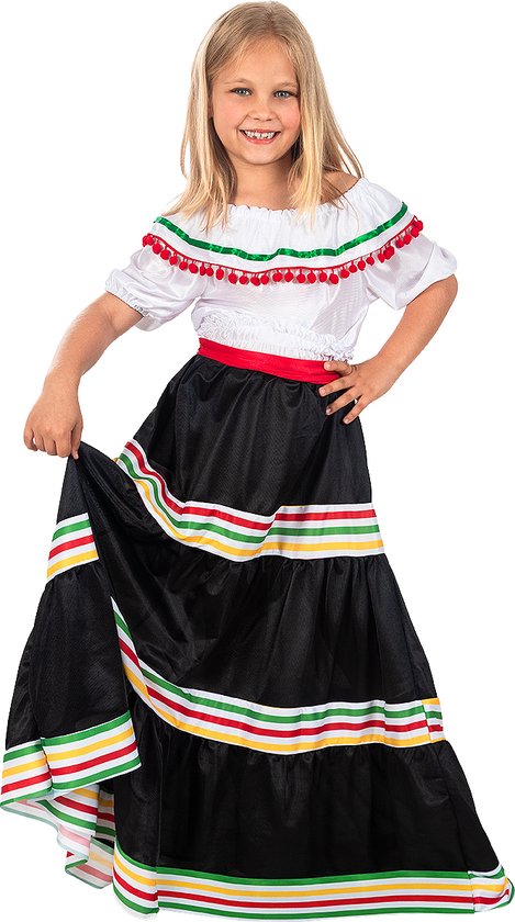 FUNIDELIA Mexicaans kostuum voor meisjes - Maat: 97 - 104 cm - Zwart