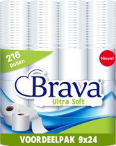 Brava - Ultra Soft Toiletpapier - 216 Rollen - Ultiem Comfort WC Papier - Superieure Sterkte - Maximale Absorptie & Pluisvrij - Voordeelverpakking WC Papier 2 Laags