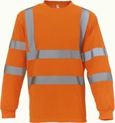 T-shirt Unisex L Yoko Ronde hals Lange mouw Hi Vis Orange 100% Polyester