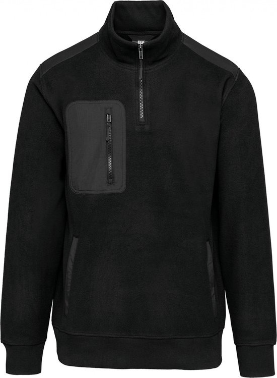 Pullover/Cardigan Unisex XS WK. Designed To Work 1/4-ritskraag Lange mouw Black 100% Polyester