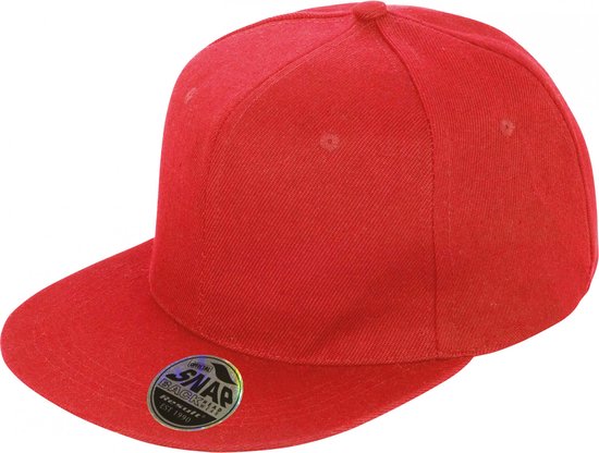 Bronx Original Flat Peak Snapback Cap - One Size, Rood
