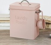 Waspoeder voor wasmiddel, box, wasmiddelbox met doseerlepel en schep, waspoederdoos, metalen opbergdoos, 4 liter, poeder opbergdoos (roze)