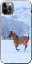 Coque iPhone 12 Pro Max - Cheval - Neige - Hiver - Siliconen