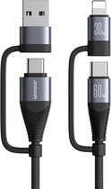 JOYROOM SA37-2T2 4 in 1 (USB-C / Lightning / USB) laadkabel - 60W - zwart