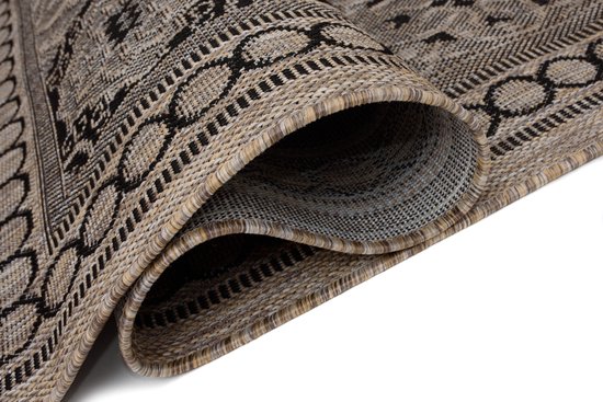 Tapiso Melissa Tapis Marron Intérieur Plein air Mosaïque Tapis à Poils Ras Taille - 200x290