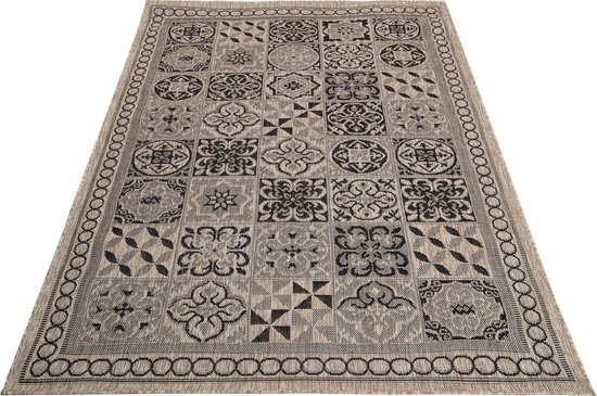 Tapiso Melissa Tapis Marron Intérieur Plein air Mosaïque Tapis à Poils Ras Taille - 200x290