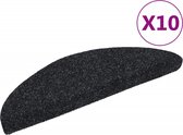vidaXL - Trapmatten - zelfklevend - 10 - st - 56x17x3 - cm - naaldvilt - zwart