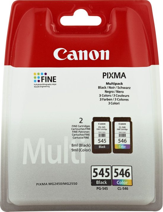 Canon pg-545 / cl-546 Inktcartridge - Kleur & Zwart + Retourzakje