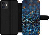 Bookcase Geschikt voor iPhone 12 Pro Max telefoonhoesje - Glitter - Blauw - Abstract - Design - Met vakjes - Wallet case met magneetsluiting