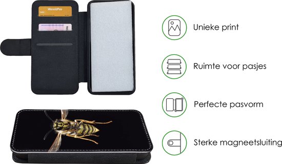 Telefoonhoesje Geschikt voor iPhone XR telefoonhoesje - Wesp - Insecten - Portret - Met vakjes - Wallet case met magneetsluiting