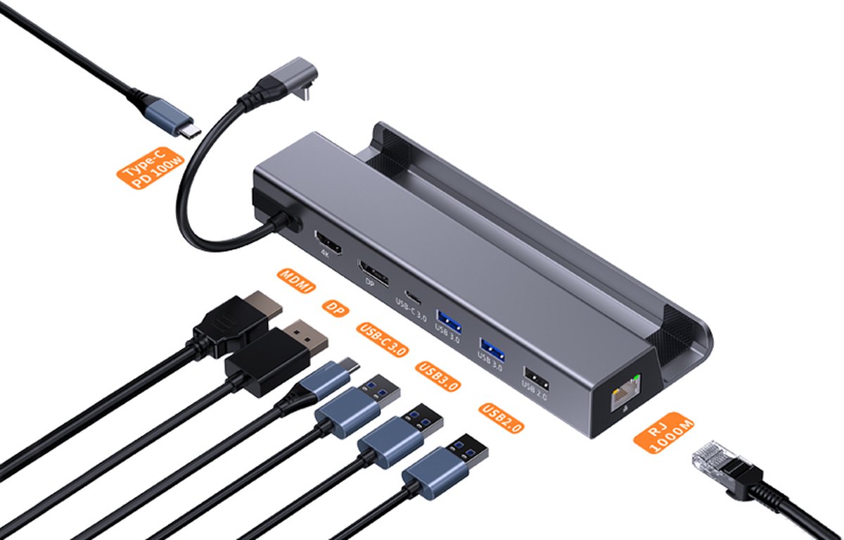 NÖRDIC DOCK-194 Steam Deck Docking station - 1xHDMI 4K60Hz, 1xDP 4K60Hz, 1xRJ45, 1xUSB-C, 3xUSB-A, 1x USB-C PD thumbnail 2