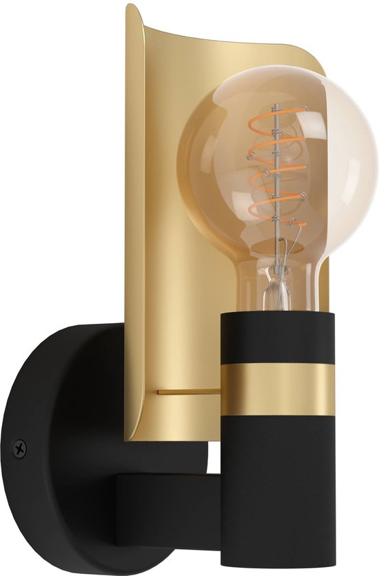 EGLO Hayes wandlamp - E27(excl.) - Design - Zwart, Goud