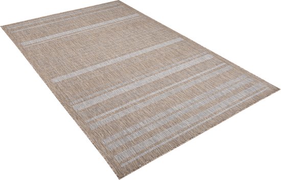 Tapiso Melissa Tapis Marron Grijs Intérieur Extérieur Cuisine Tapis à Poils Ras Taille - 120x170