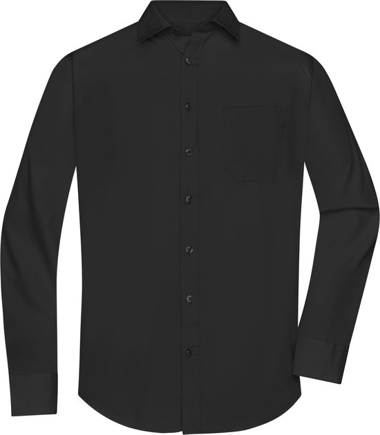 James and Nicholson Blouse Heren Met Lange Mouw - Overhemd Heren - Valentijn - Valentijnsdag - Valentijnsdag Voor Mannen - Valentijn Cadeautje Voor Hem - Vaderdag - (Black Maat L)