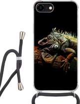 Étui de téléphone adapté à iPhone 7 - Animal - Branche - Zwart - Siliconen - Bandoulière - Coque arrière avec cordon - Étui de téléphone avec cordon - Étui avec corde Étui de téléphone