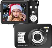 iFoulki 30 MP digitale camera 1080P compacte digitale camera 2,7 inch LCD-scherm minicamera 8x digitale zoom voor volwassenen, kinderen, beginners (black)