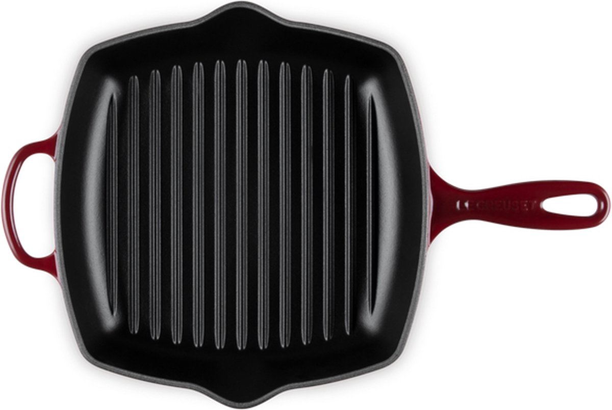 Bol.com Le Creuset Grillpan Signature - Garnet - 26 x 26 cm - Geëmailleerde Anti-aanbaklaag - Duurzaam, Vaatwasserbestendig en P... aanbieding