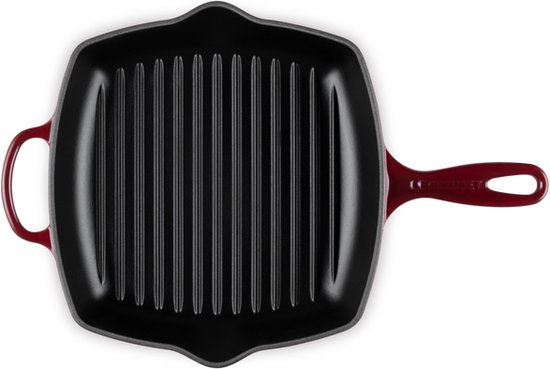 Le Creuset Grillpan Signature - Garnet - 26 x 26 cm - Geëmailleerde Anti-aanbaklaag - Duurzaam, Vaatwasserbestendig en Perfect voor Gezond Grillen en Bakken
