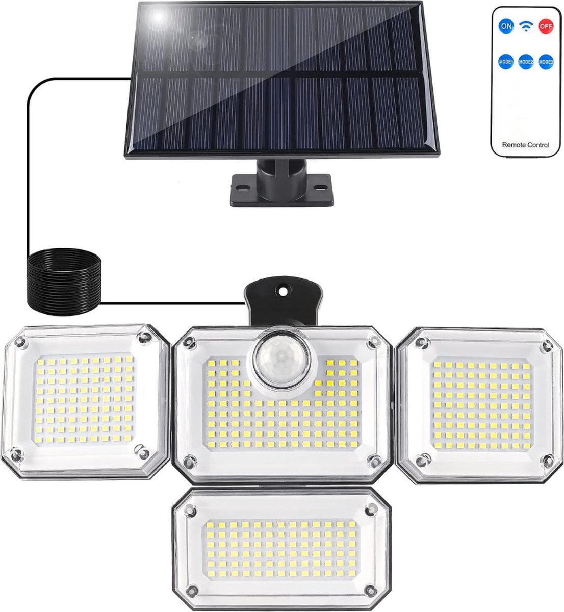 Solar Tuinverlichting - Krachtige Buitenlamp op Zonne-energie met 333 LED's, Bewegingsmelder, 3 Modi, Waterdicht (IP65) en 360-graden Stralingshoek - Verlicht je Buitenruimte op Duurzame Wijze