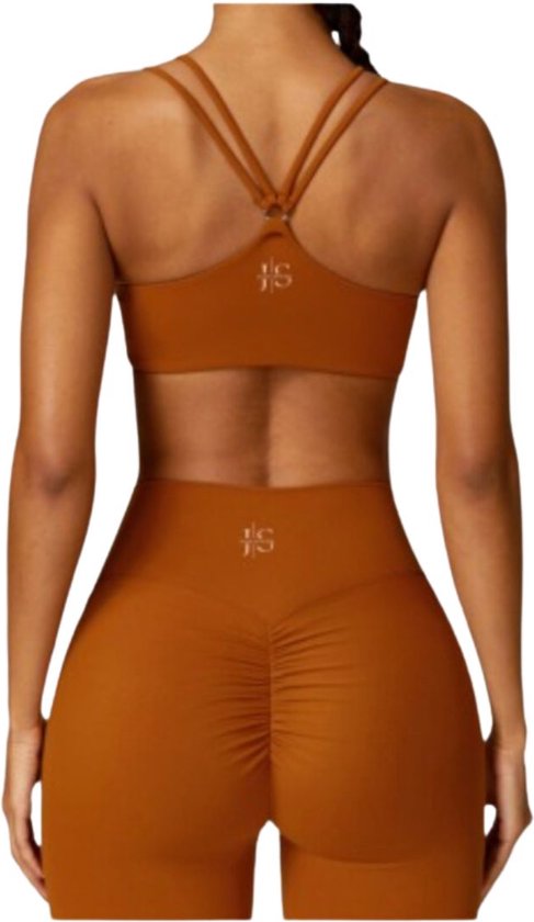 June Spring - Sport Legging - Maat L/Large - Kleur - Cognac - Hoogwaardige kwaliteit - Vocht afvoerend - Flexibel - Comfortabel - Bil Lift - Anti-cellulite