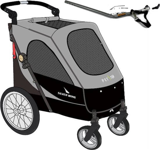 Petstro XL hondenbuggy met fietsdissel