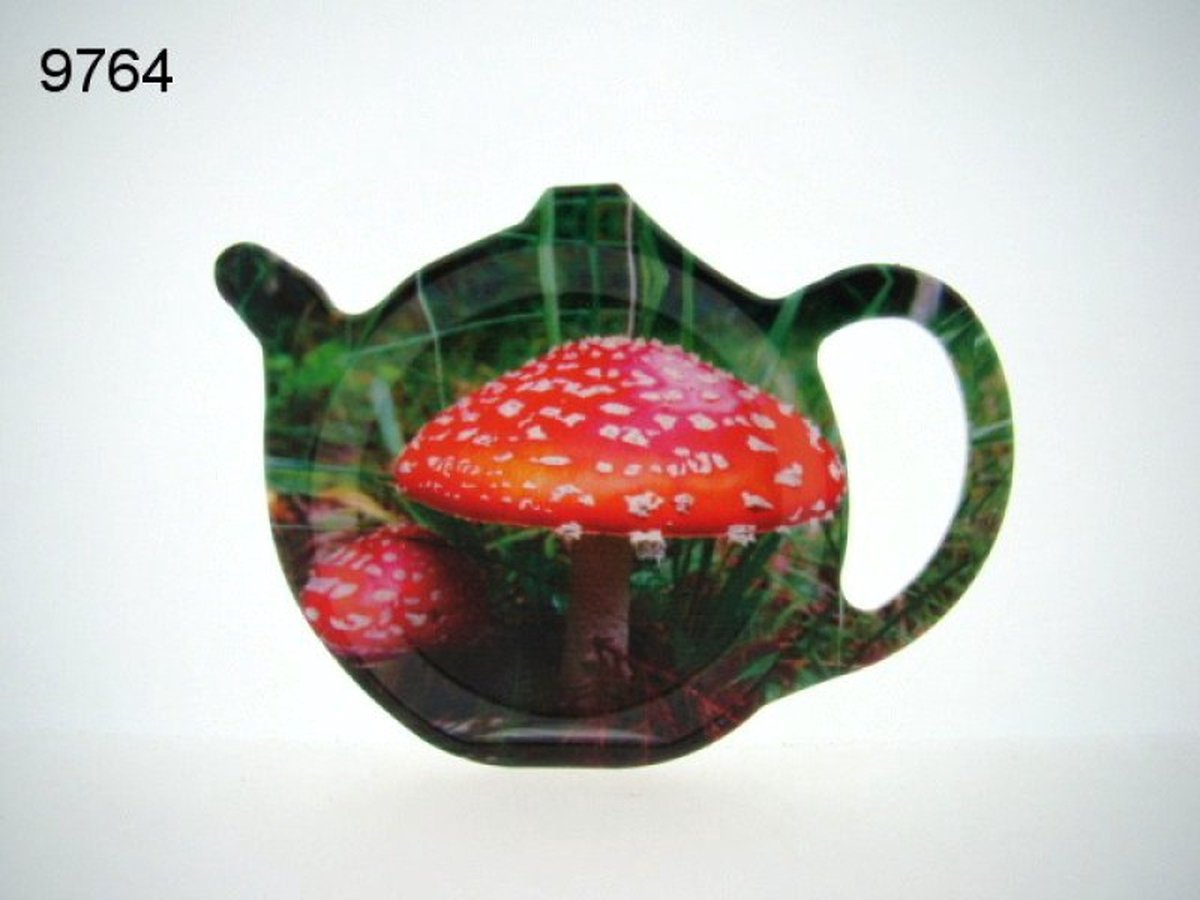 Geharo theetipje rode paddenstoelen – Melamine – 13 cm