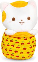 60 cm sitting cat in bubble tea cup Yellow