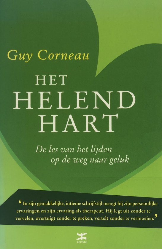 Boekomslag met de titel 'Het Helend Hart' van Guy Corneau, in groentinten met gele tekst.