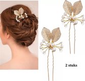 Haarpinnen Bruiloft 2 stuks- Haarpinnen bruid| bruidsmeisje- Kleur goud| haar accessoires haarsieraden- Hair jewelry| Feestgelegenheden| Gala| Bruiloft